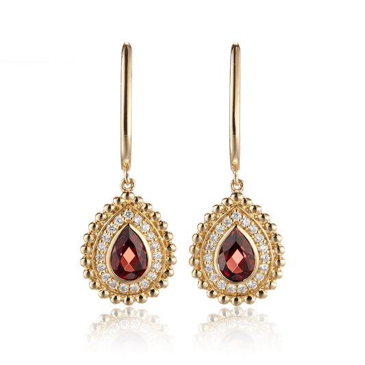 Doves Garnet Drop Earrings