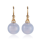 Empress Earrings in Blue Lace Agate & Diamonds