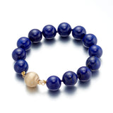 12mm Lapis Bead Bracelet