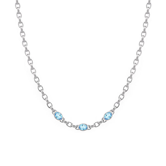 Gump's Signature Silver Link Necklace in Swiss Blue Topaz