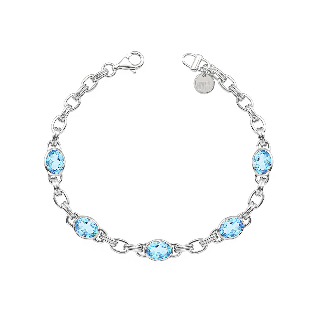 Gump's Signature Silver Link Bracelet in Swiss Blue Topaz