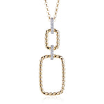 Diamond Twisted Rectangular Pendant Necklace