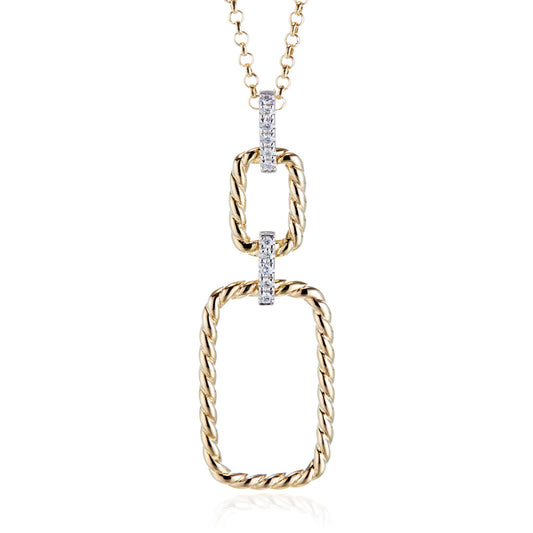 Diamond Twisted Rectangular Pendant Necklace