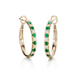 Diamond & Emerald Hoop Earrings
