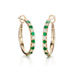 Diamond & Emerald Hoop Earrings