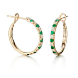 Diamond & Emerald Hoop Earrings