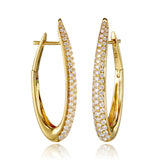 Pavé Diamond Navette Hoop Earrings