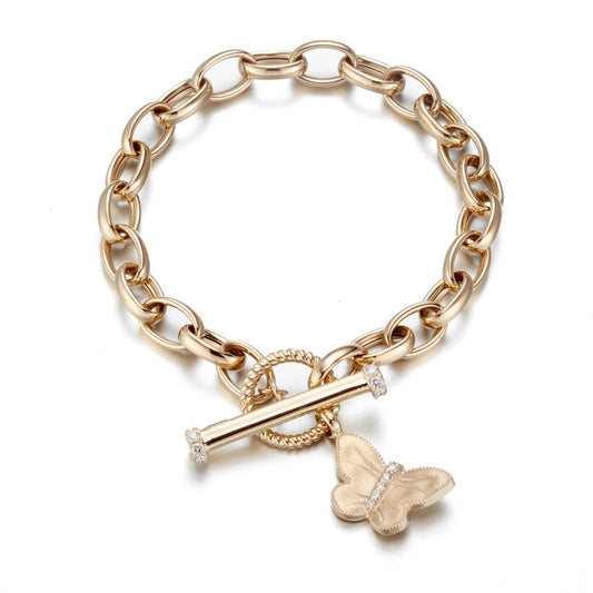 Butterfly & Diamond Charm Bracelet