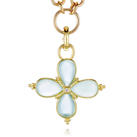 Cloudy Aquamarine Cross Pendant