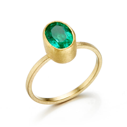 Petra Class Emerald Oval Bezel-Set Ring