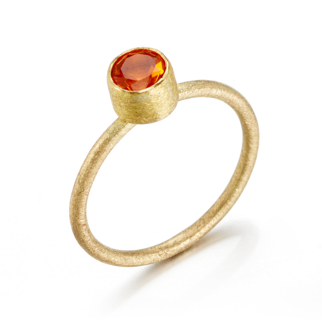 Petra Class Mexican Fire Opal Round Bezel-Set Ring