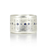 Adel Chefridi Single Organic Wide Silver Band with Multi-Gemstones