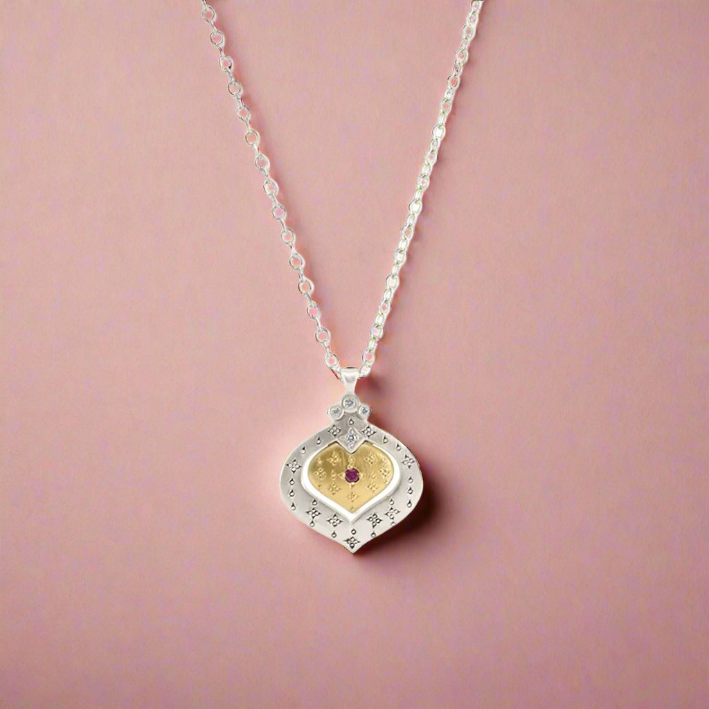 Nested Heart Two-Toned Pendant Necklace