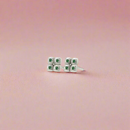 Emerald Clover Stud Earrings