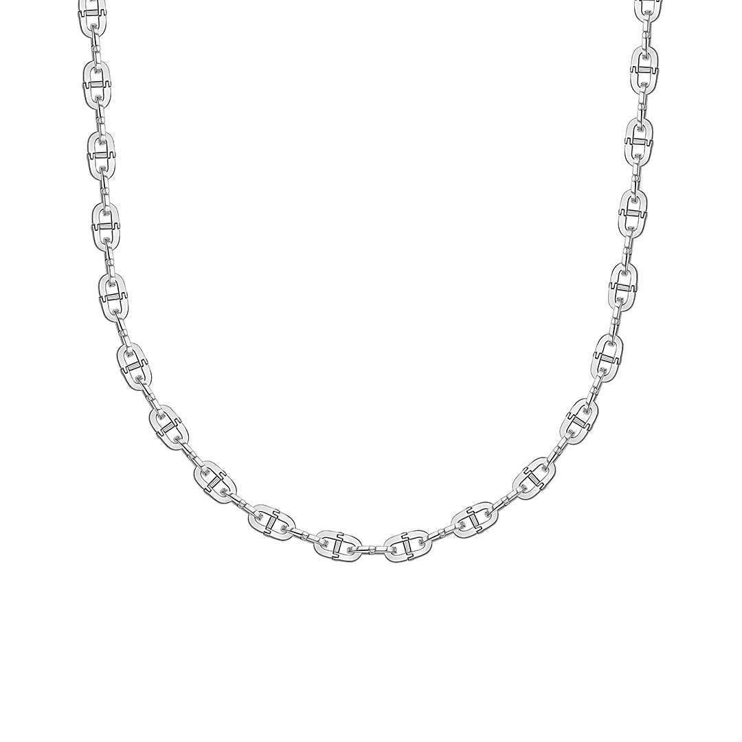 Gump's Signature Men's Silver Oval Hinged Link Necklace