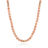 Peach Moonstone & Gold Rope Necklace