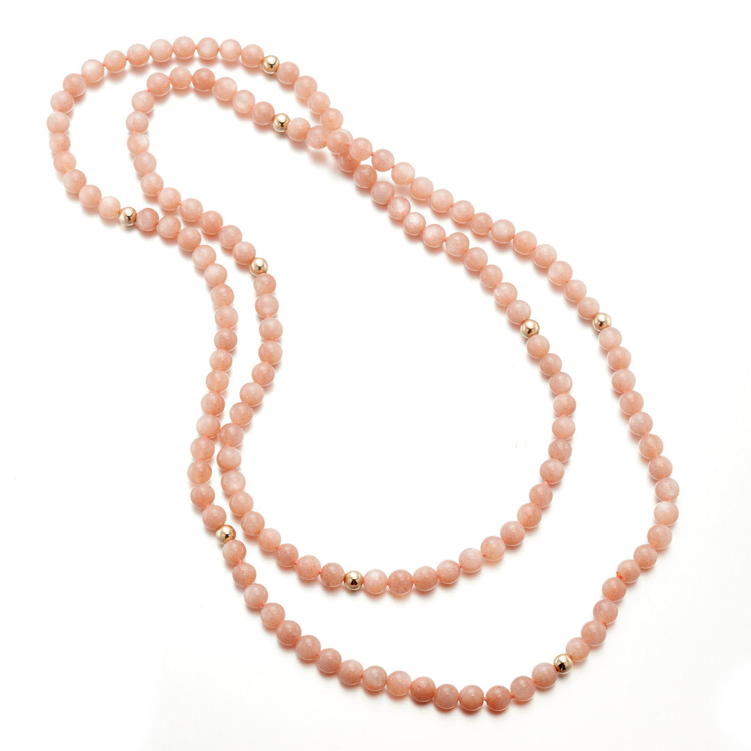 Gump's Signature Peach Moonstone & Gold Rope Necklace