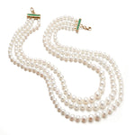 Gump's Signature 4-9mm Graduated Pearl 3-Strand Necklace with Emerald Clasp