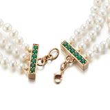 4-9mm Graduated Pearl 3-Strand Necklace with Emerald Clasp