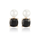 Gump's Signature Piazza Earrings with Pearls & Black Jade