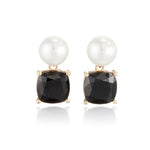 Gump's Signature Piazza Earrings with Pearls & Black Jade