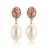 Gump's Signature Multi-Colored Sapphire & Pearl Drop Earrings