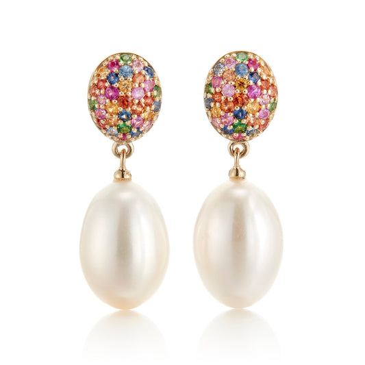 Gump's Signature Multi-Color Sapphire & Pearl Drop Earrings