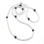 Gump's Signature 6mm Pearl & Lapis Station Rope Necklace
