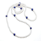 Gump's Signature 6mm Pearl & Lapis Station Rope Necklace