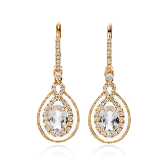 Doves White Topaz & Diamond Drop Earrings