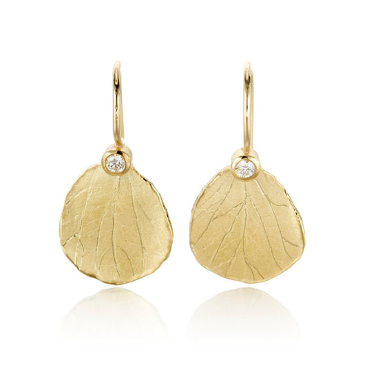 Barbara Heinrich Hydrangea Petal & Diamond Drop Earrings