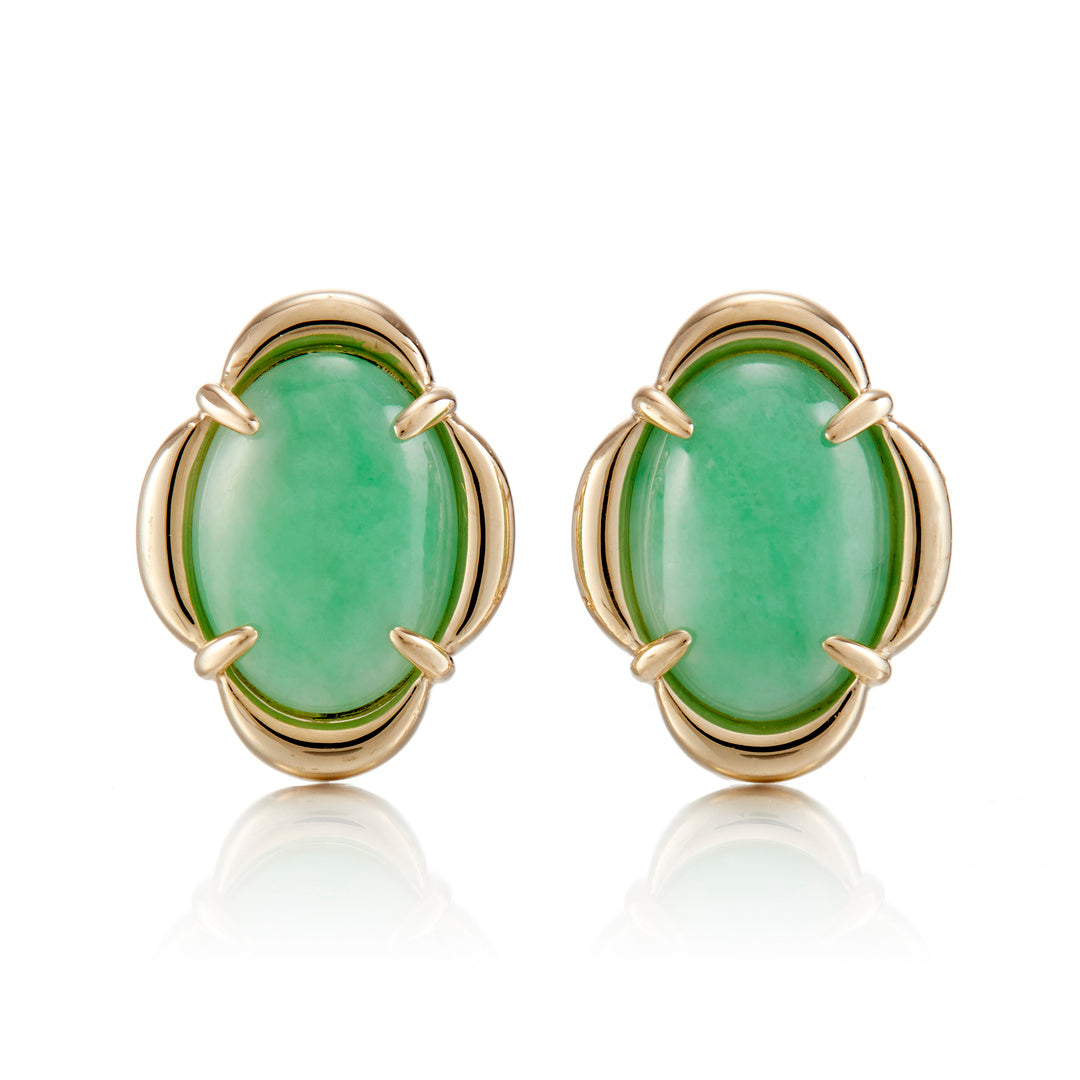 Gump's Signature Apple Green Jade Scalloped Earrings