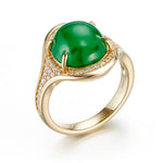 Gump's Signature Green Jade Cabochon & Diamond Ring