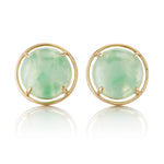 Gump's Signature Mottled Light Green Jade Cabochon Earrings