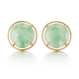Gump's Signature Mottled Light Green Jade Cabochon Earrings