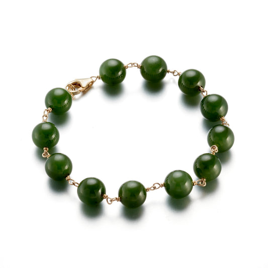 Gump's Signature 10mm Green Nephrite Jade Pigtail Bracelet