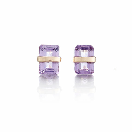 Melissa Joy Manning Bezel-Wrapped Amethyst Stud Earrings