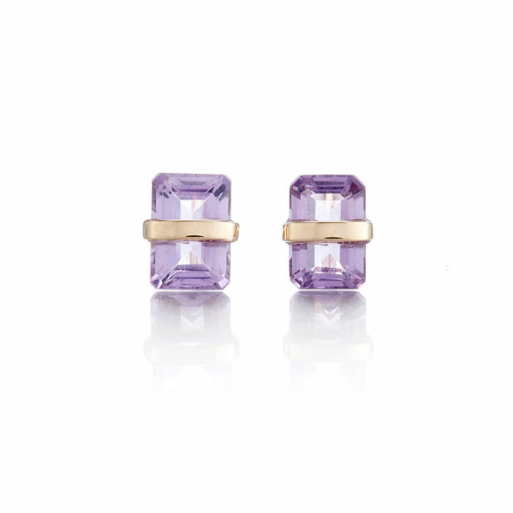 Melissa Joy Manning Bezel-Wrapped Amethyst Stud Earrings