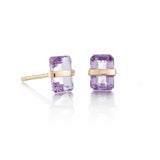Bezel-Wrapped Amethyst Stud Earrings