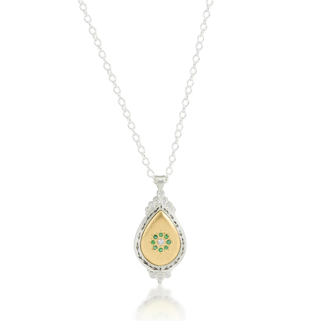 Adel Chefridi Emerald & Diamond Melody Pendant Necklace