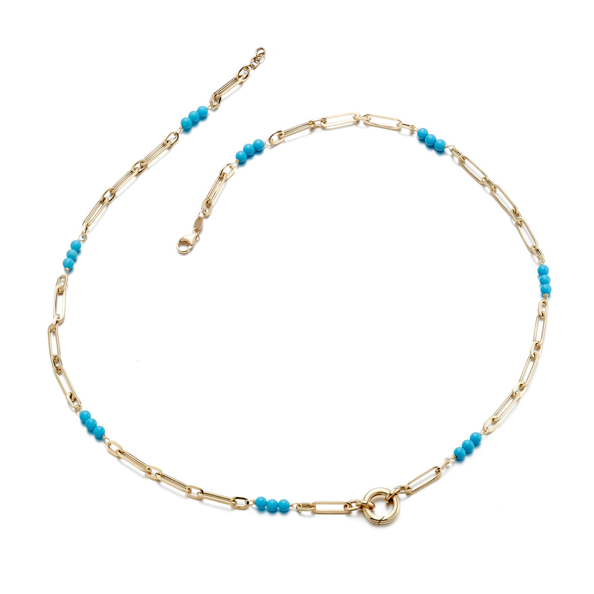 Doves Turquoise Charm Ring Necklace