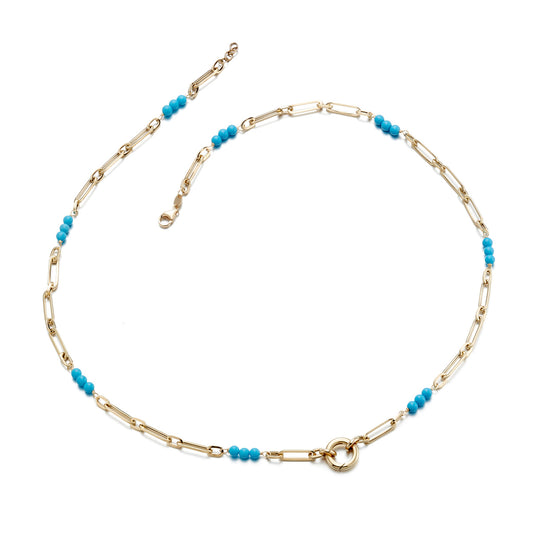 Doves Turquoise Charm Ring Necklace