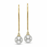 9mm Pearl & Brushed Gold Drop Earrings