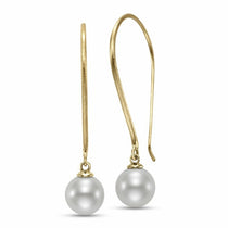9mm Pearl & Brushed Gold Drop Earrings