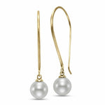 9mm Pearl & Brushed Gold Drop Earrings