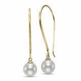 9mm Pearl & Brushed Gold Drop Earrings