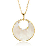 Mother-of-Pearl & Diamond Circle Pendant Necklace
