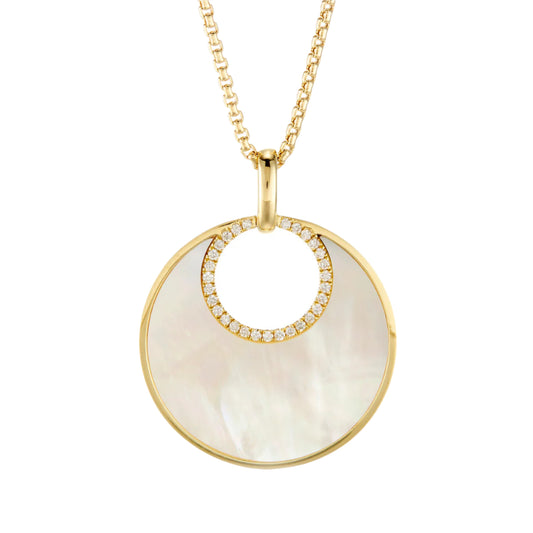 Mother-of-Pearl Circle Pendant Necklace