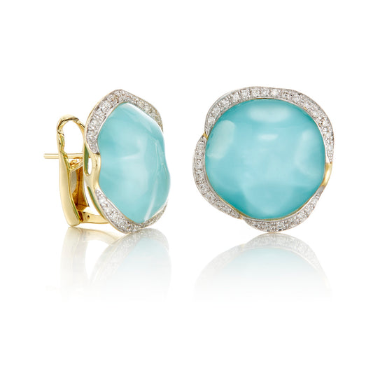 Turquoise & Topaz Pool Doublet Earrings