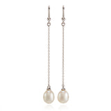 Silver Chain & Pearl Drop Earrings